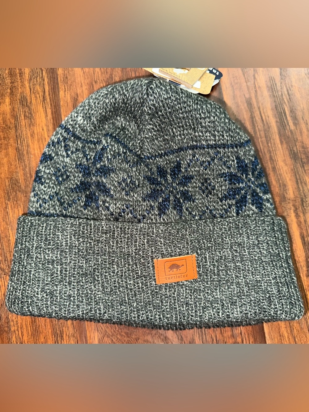 Turtle Fur Mount Snow Beanie Recycled Ocean Ragg Wool Knit Hat Black Grey   AA26